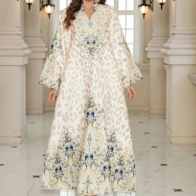 Summer Party Dress for Women Abaya Leopard Print Vestidos Largos 2025 Eid Muslim Caftan Robe Jalabiya Ramadan Morocco Kaftan