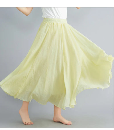 Fashion Cotton Linen Clothes Women Skirts Maxi Y2k Elegant Beach Saia Ropa Mujer Casual Vestido Boho Long Skirt Faldas Harajuku