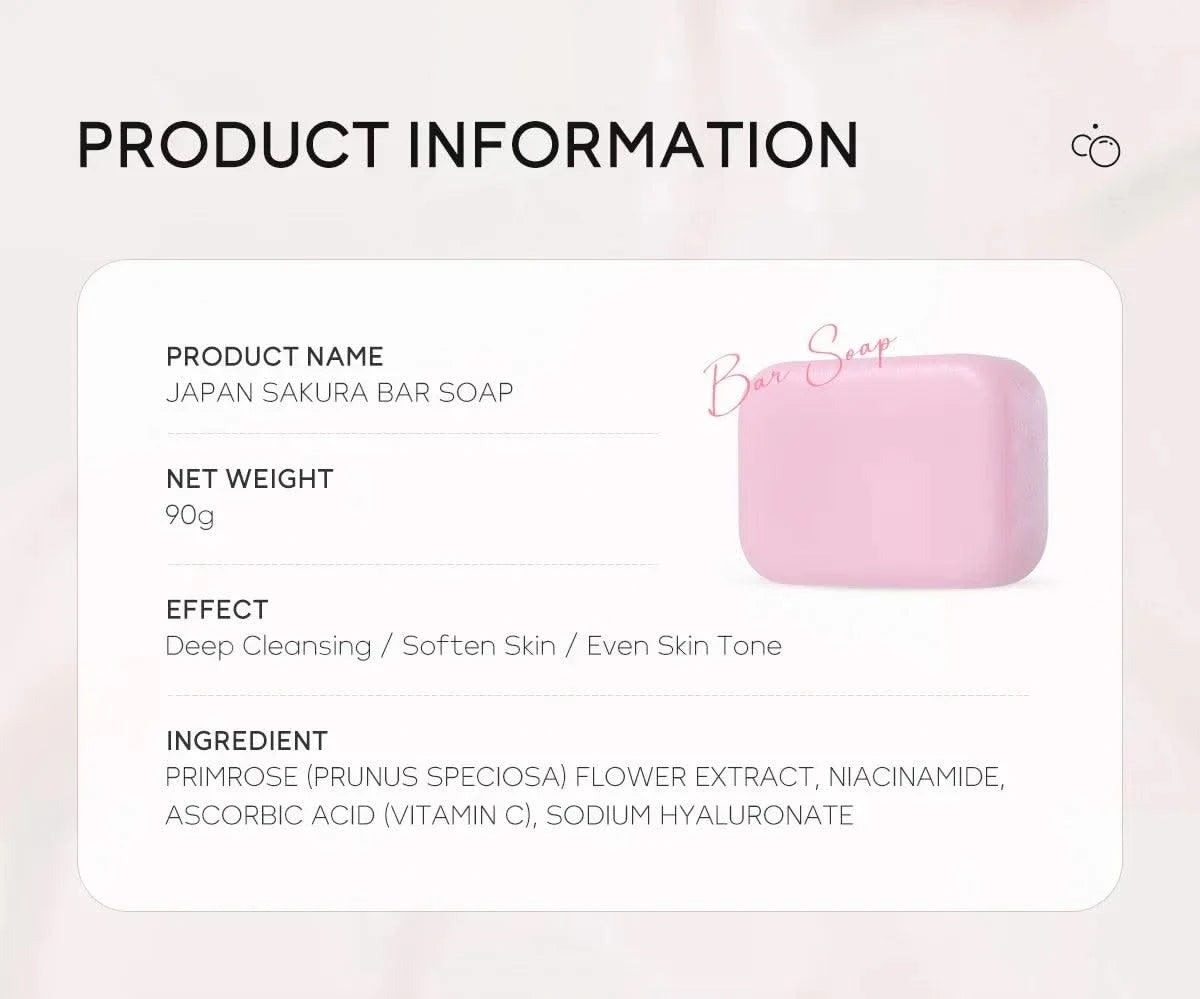 Laikou Sakura Handmade Facial Soap Cleans Skin Shower And Removes Bacteria 99.9% Travel Be Carried For Adults And Children 90g