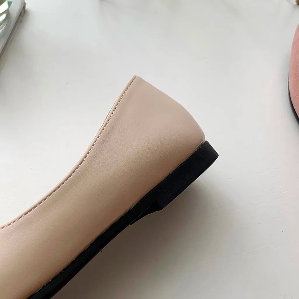 Women Shoes Fashion Splice Mule Flats Pointed Toe Ballerina Ballet Flat Shoe Zapatos Casual Slip On Shoes Mujer Loafers