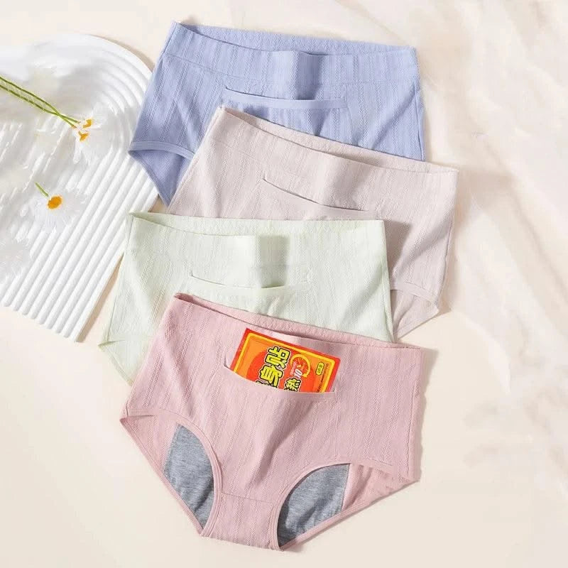 4Pcs Women's Menstrual Panties Physiological Pants Leak Proof Underwear Ladies Period Panty High Waist Cotton Briefs Lingerie