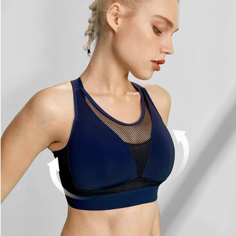 Breathable Women's High Impact Wireless Sports Bra Full Coverage Active Racer-back Workout Underwear Sportswear 36 38 40 C D E F