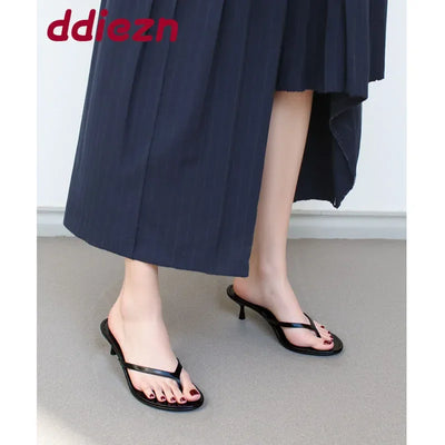 2025 Female Slip On Footwear Fashion Shallow Women Low Heel Sandals Shoes Slingbacks Pointed Toe Ladies Heeled Sandals Shoes - Elanique