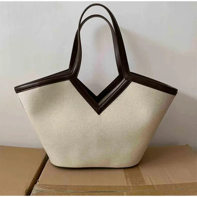 Fashion Brand Designer Tote Bags Light Luxury High-end V-shaped Handbag Simple Versatile Canvas Bag Large Capacity Shoulder Bags
