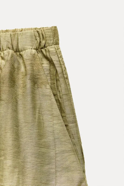Women's Jacquard Oversized Shirt Trousers Short Sleeves Suit Lapel Shirt High Waist Elastic Straight Leg Pants Chic Female Set