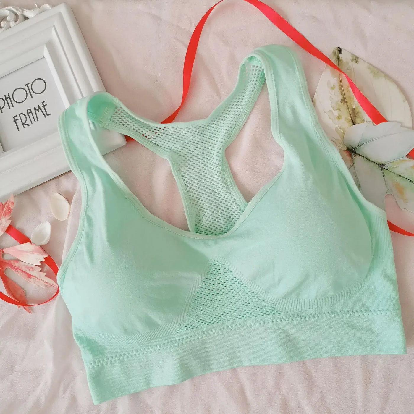 Women Breathable Absorb Sweat Sports Bra Shockproof Padded Gym Running Double Layer Seamless Yoga Sports Bra Underwear