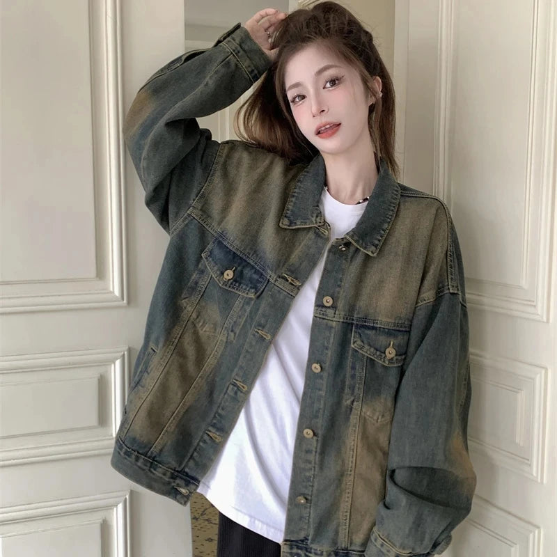 Women's Spring Autumn Cool Denim Coat Pants Two Piece Set Lady Casual Jacket Trousers Outfits 2025 New Punk Tops Jeans Suits