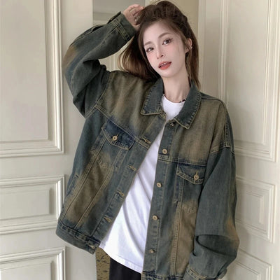 Women's Spring Autumn Cool Denim Coat Pants Two Piece Set Lady Casual Jacket Trousers Outfits 2025 New Punk Tops Jeans Suits