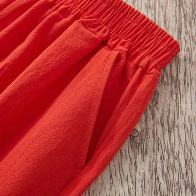 Activewear Women Summer Elastic Waist Cotton Linen Pants