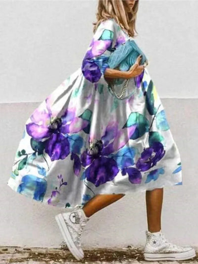 Dresses For Women 2023 Autumn New Loose Color Printed Vestidos Fashion Casua Party Vacation Ladies Bohemian Beach Dress MsChuh