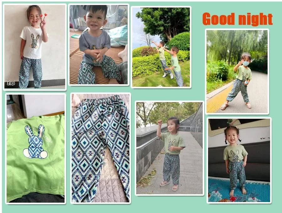 Summer Children Clothing Sets Boy Girl Mother Kids Clothes Suit Cotton Top T-shirt Short Sleeves Trousers 2pcs Baby Girl Clothes