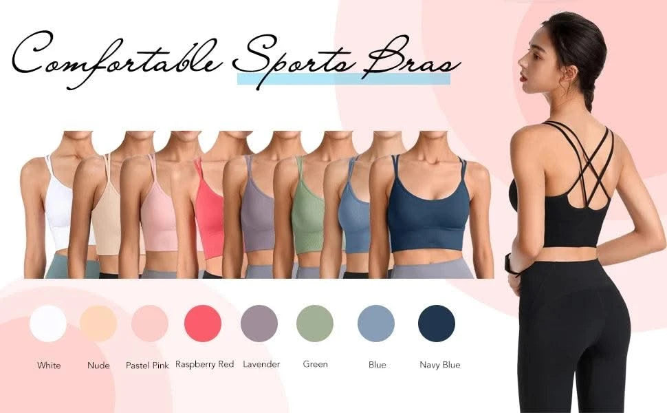 Women Strappy Sports Bras Padded Fitness Yoga Vest