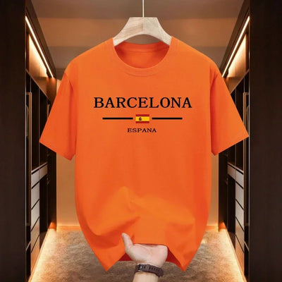 Barcelona Printed T-shirts for Men High Quality 100% Cotton O-neck Short Sleeve Tops Home Outdoor Casual Soft Tees Men's Clothes