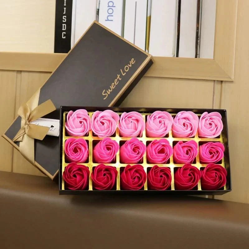 Romantic 18pcs Soap Rose Flowers Gift Box Luxury Soap Flower Gifts Birthday Party Valentine's Wedding Creative Soap Flowers