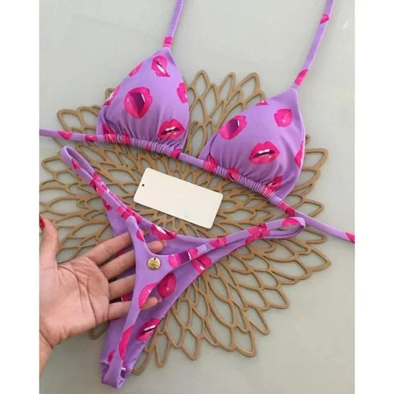 Swimwear Women Leopard Printed Sexy Bikini Set Striped Beachwear Summer Swimsuit Two-pieces Thong Bathing Suit Biquinis