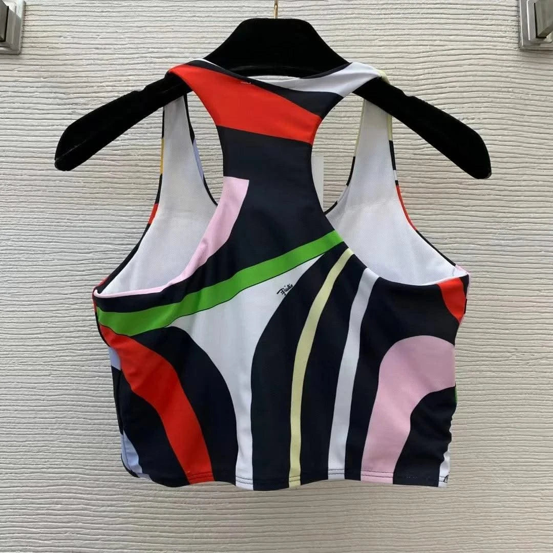 European Fashion Design Women's Two-piece Swimsuits Sexy Tight Fitting Vest Pants Swimwear Sports Yoga Suits Beach Casual Bikini