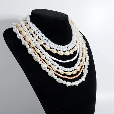 Luxury Exaggerated Multi-layer Pearl Necklace Women Romantic Elegant Baroque Long Chain Jewelry Accessories Bride Wedding Party
