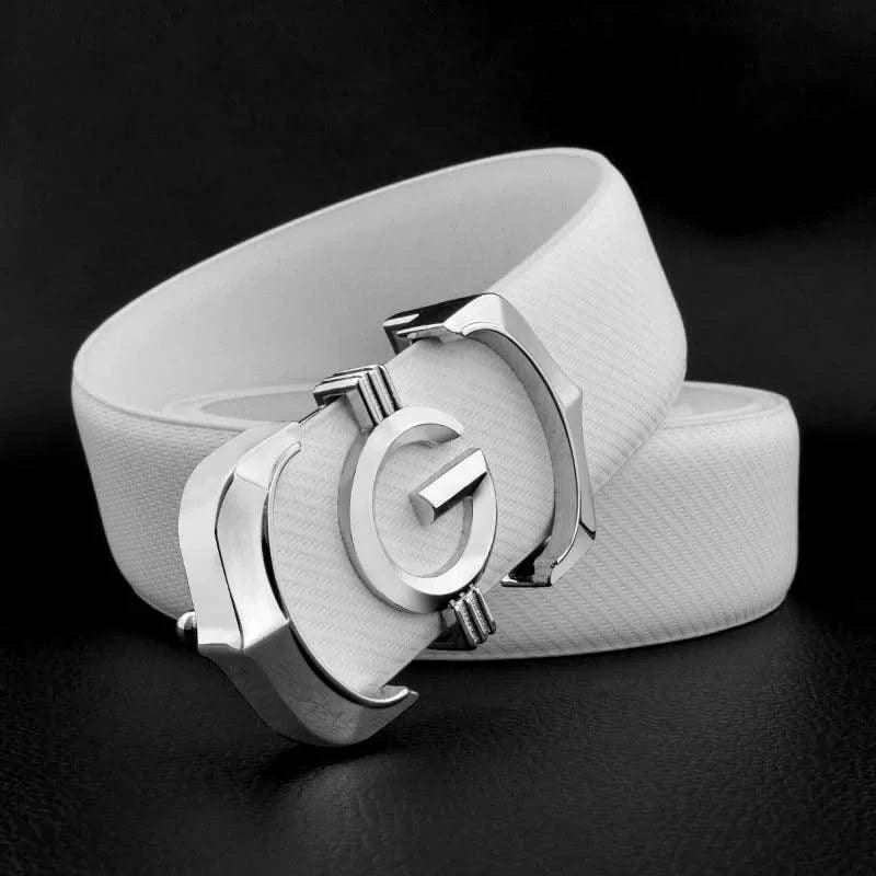 High quality genuine leather fashion G Designer belts men | Cowskin casual white Waist Strap