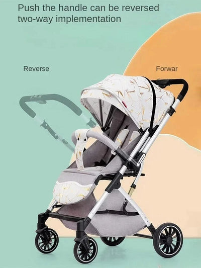 Two-way Lightweight High-view Baby Stroller Can Sit or Lie Down Portable Travel Baby Stroller Four-wheel Baby Stroller
