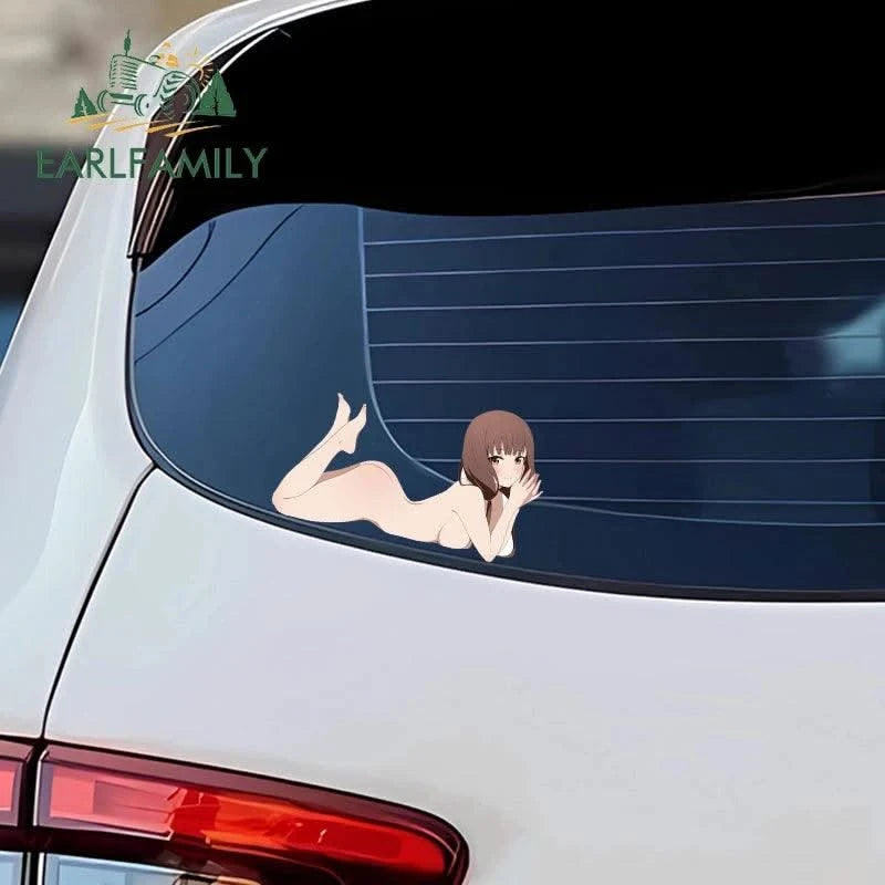 EARLFAMILY 13cm X 7.4cm Cute Girl Sexy Anime Car Stickers Creativite Graffiti Trunk Windshield Decal DIY Skateboard Decoration