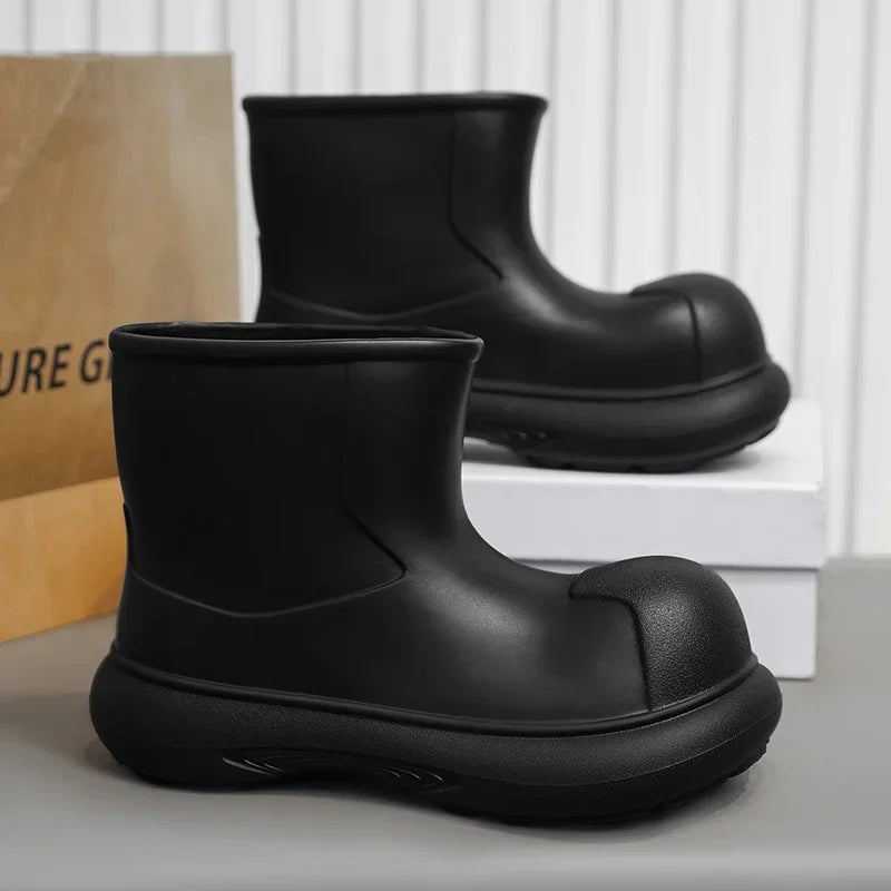 The Mid-top of The Women's Rain Boots Is Available in Solid Multi-color Options Including Waterproof and Anti-slip Flat Shoes