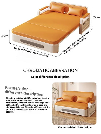 Wide 108cm Single person Bed Apartment Bedroom Living Room Folding 5cm sponge+2cm latex Telescopic Home Sofa Bed Dual-Purpose