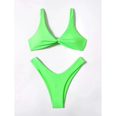 OIINAA Bathing Suit Women Solid Sexy Swimsuit Bow Tie Drawstring Lace Up Summer Bikini Set Two-pieces Beachwear Thong Biquinis