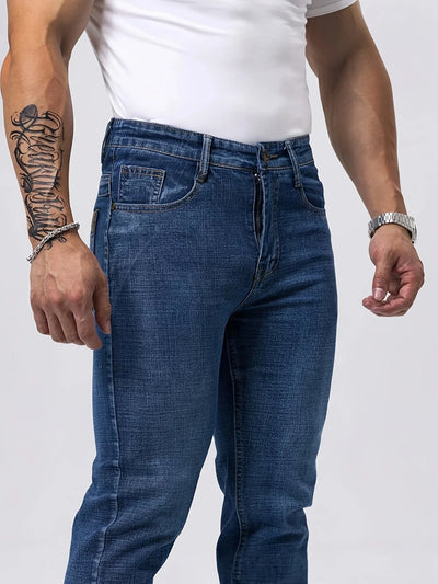 2025 New Business Men's Jeans Casual Straight Stretch Fashion Classic Blue  Work Denim Trousers Male Brand Clothing 29-40size