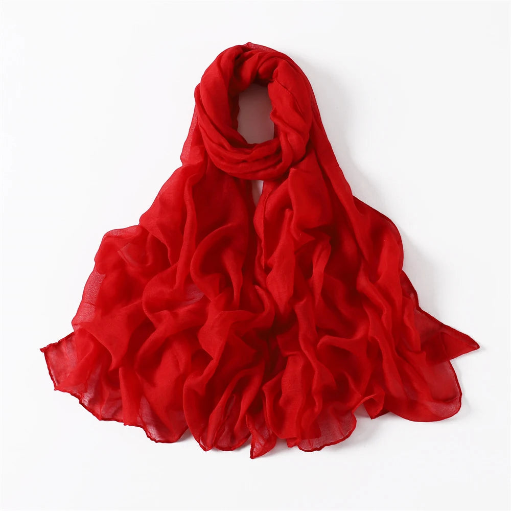 New Cotton Linen Scarf For Women Girls Students Autumn Classic Solid Color Scarves Retro Soft Foulard Viscose Female Wrap Shawls