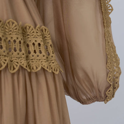 Luxury Long Dresses Women 2025 Spring Summer Embroidery Ruffle Lace Pearl Hollow Out Party Midi Dress Shirt Full Sleeve Vestidos