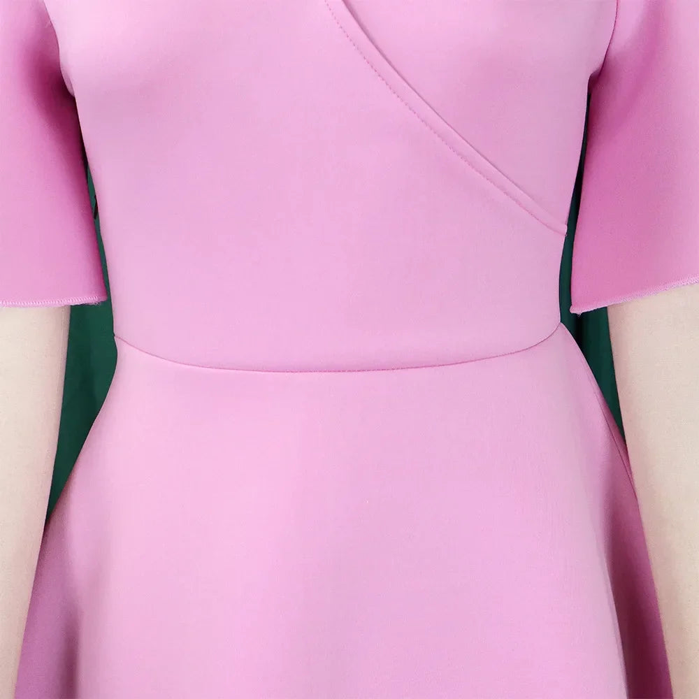 Elegant Party Dresses for Women V Neck Ruffles Sleeve High Waisted Pleated Mid Calf Luxury Birthday Dinner Vestidos Mujer Dress
