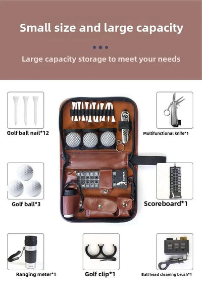 Golf tool kit, golf accessory kit, convenient to carry, multifunctional, large capacity storage leather bag