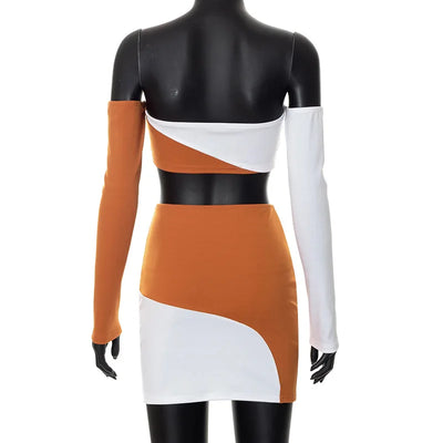 Sets for Women 2 Pieces Elegant A Line Shoulder Wrap Chest Long Sleeve Wrap Hip Outfit Skirt Set New Summer Women Dress Sets