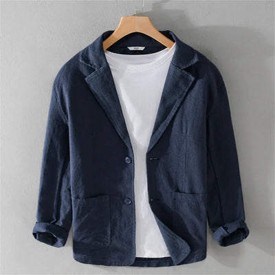 men's Blazers Linen and Cotton Casual men clothing fashion 2024 Spring Autumn Solid Tops for Young men loose Suit Coat