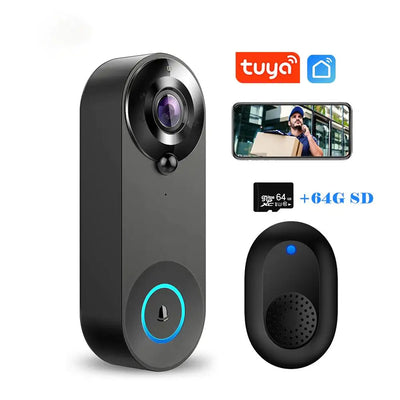 1080P Wireless Video Doorbell Camera WiFi Smart Door Bell Tuya Smart Home Security Motion Detect Night Vision Intercom Doorbell