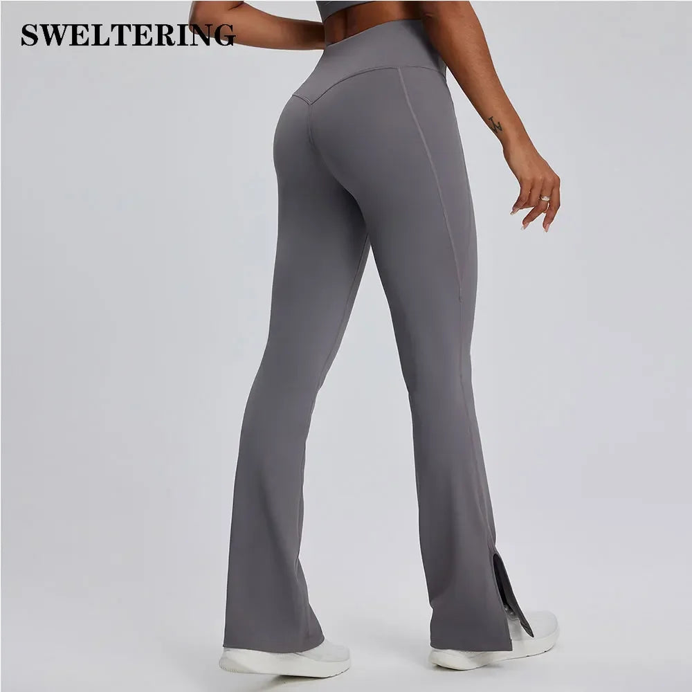 Yoga Leggings Women Bell-bottoms Fitness Leggings Running Cycling Pants Breathable Workout Gym Sports Tights High Waist Leggings