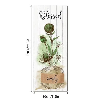 Wall Plate Wooden Floral Wall Art Rustic Style Decorative Plants Hanging Sign Handmade Wall Decor Paintings Bathroom Decor