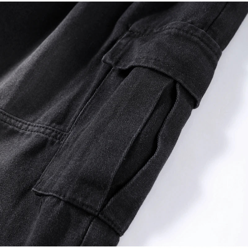 Denim Trousers For Men Adjustable Drawstring Y2k Versatile Baggy Cargo Jeans Men's Hippie Jogging Wide leg Pants Male Streetwear