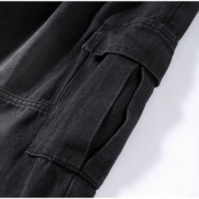 Denim Trousers For Men Adjustable Drawstring Y2k Versatile Baggy Cargo Jeans Men's Hippie Jogging Wide leg Pants Male Streetwear
