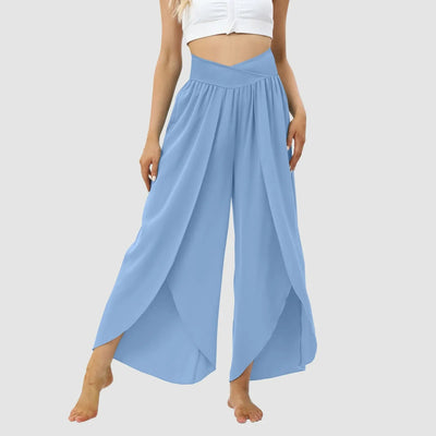 Women Wide Leg Pants High Waisted Yoga Hippie Casual Wear Boho Beach Palazzo Pants Women Jogging Trousers Korean Chiffon