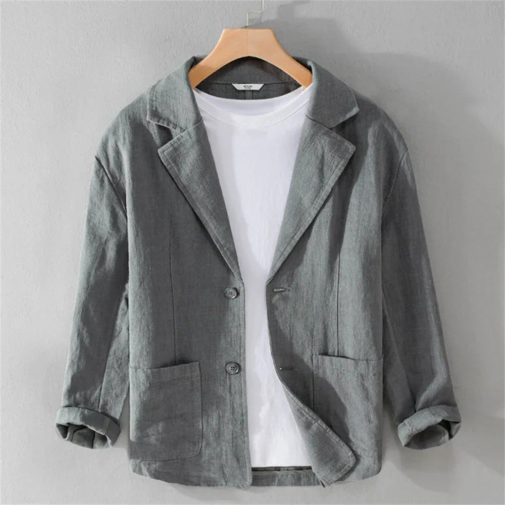 men's Blazers Linen and Cotton Casual men clothing fashion 2024 Spring Autumn Solid Tops for Young men loose Suit Coat