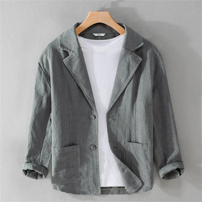men's Blazers Linen and Cotton Casual men clothing fashion 2024 Spring Autumn Solid Tops for Young men loose Suit Coat