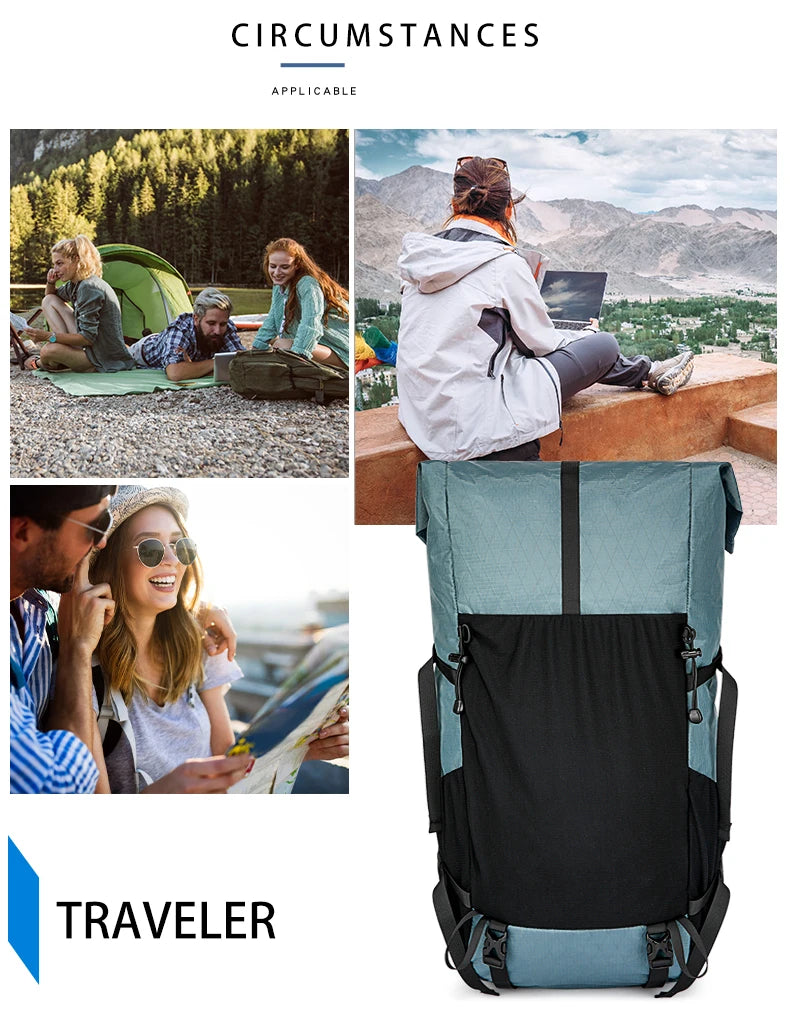 30L Hiking Backpack Daily Travel Wear-Resistant Waterproof Professional Climbing Large Capacity Roll-Up Shoulder Bag 2025 New