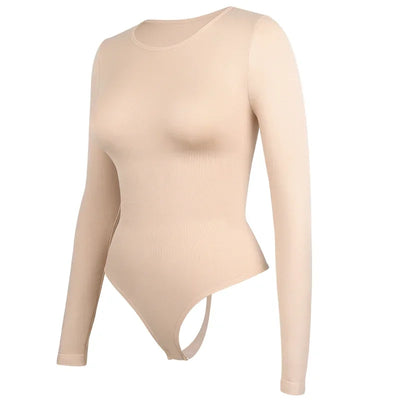 Women Full Body Shaper Long Sleeve Round Neck Shapewear Slimming Breathable Bodysuit Seamless Tummy Control Waist Trainer Corset