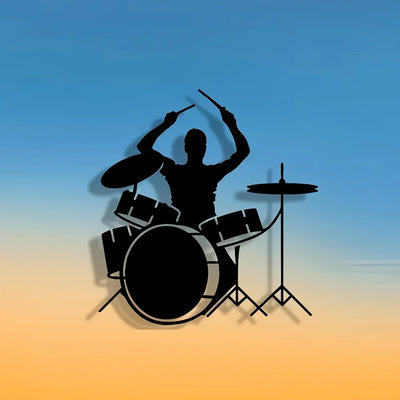 1pc wrought iron wall decoration for men playing drums, suitable for living room, bedroom, music room, suitable for music lovers