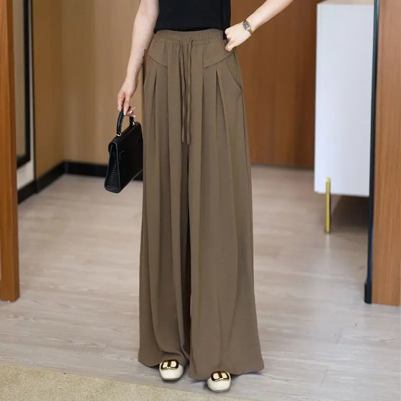Women's Wide-leg Pants Spring Summer New High-waisted Slim Straight Pants New Chinese Style Draped Loose Fashionable Skirt Pants