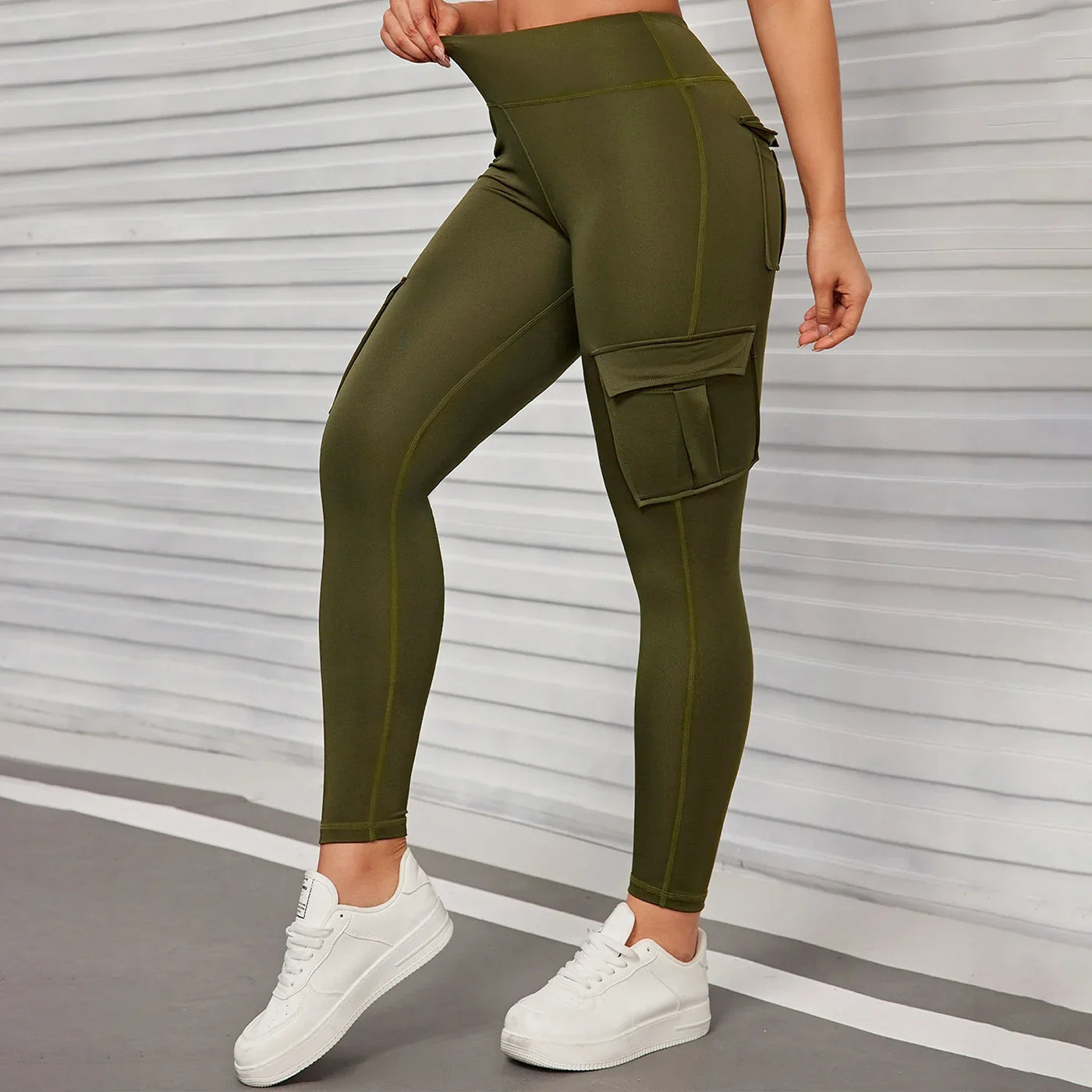 Pockets High Waist  Hip Lifting Women Leggings Casual Outdoors Running Pants Fitness Sports Activewear Pants