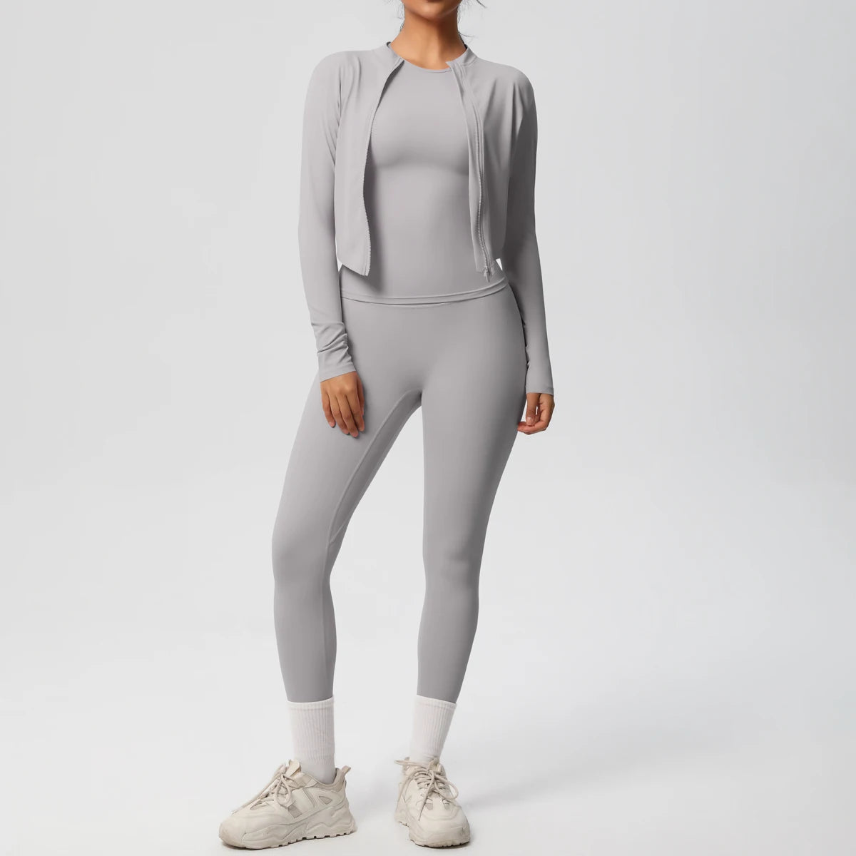 Women Sportswear Yoga Set Workout Clothes Athletic Wear Sports Gym Legging Fitness Top Long Sleeve Yoga Suit ﻿