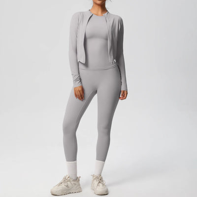 Women Sportswear Yoga Set Workout Clothes Athletic Wear Sports Gym Legging Fitness Top Long Sleeve Yoga Suit ﻿