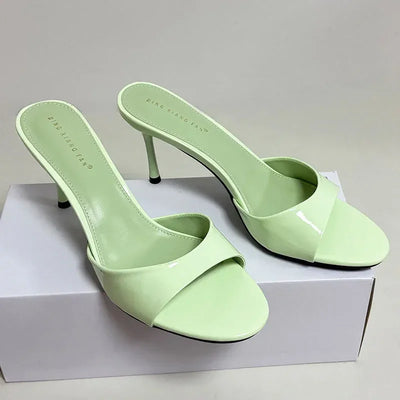 Slip On Ladies Stiletto Heels Shoes New In Summer Spring Luxury Female Slides Footwear Fashion Round Toe Women Heels Pumps Shoes